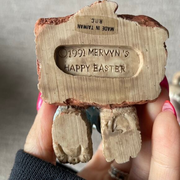 MERVYNS‎ Vintage 1991 Easter Set Of Three Figures Bunny Rabbit Pastel - Picture 6 of 8